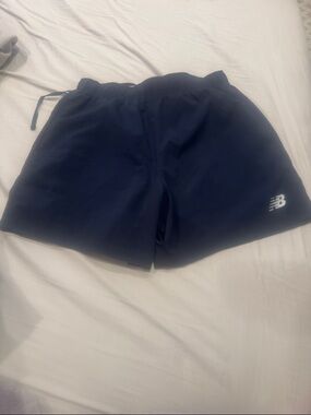 New Balance Men’s Dark Navy Athletic Shorts with Logo- liner cut out